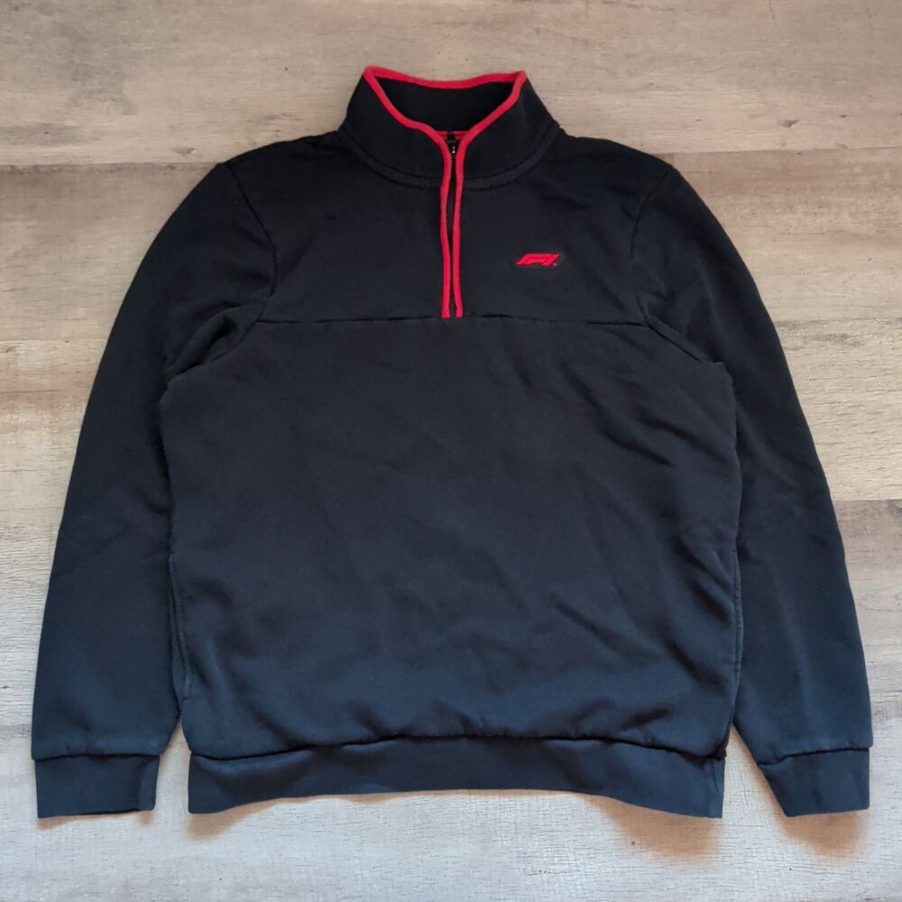 Official Formula 1 F1 Men's Black Red 1/4 Zip Pullover Sweatshirt Jacket Size XL